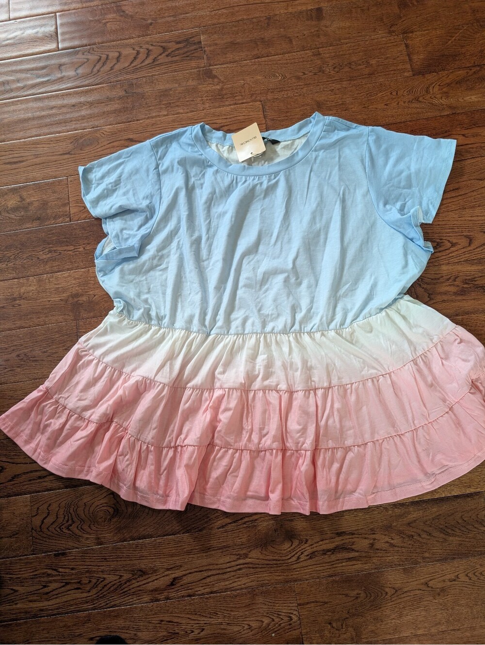 BloomChic Supersoft Color Gradient Ruffled Sleeve Knit Top Pink Blue Sz 22-24 3X